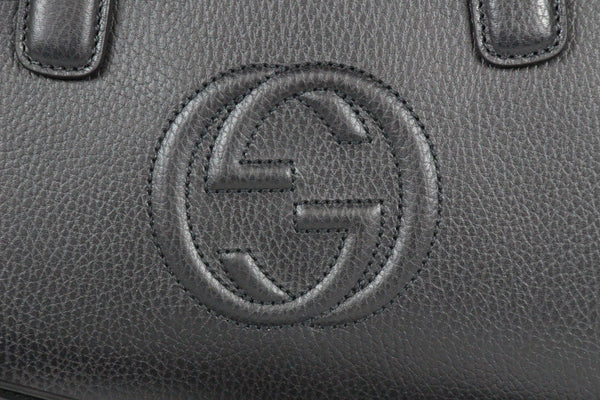 NEW GUCCI 607722 Soho Leather Tote Crossbody Bag, Black