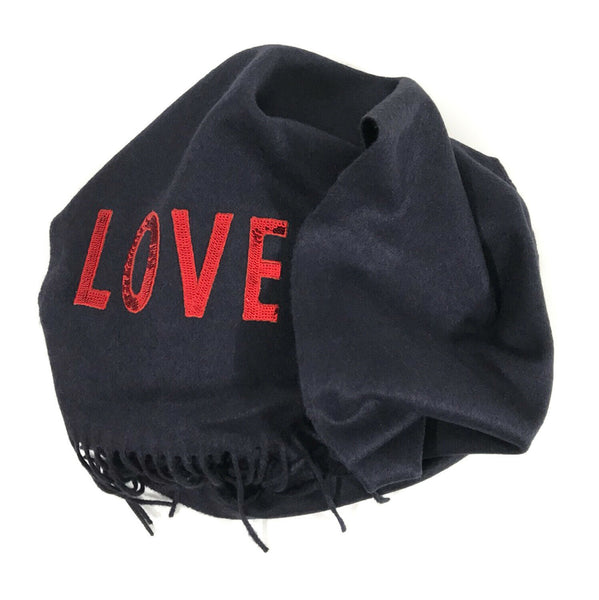 NEW/AUTHENTIC GUCCI Sequin Loved Silk Cashmere Blend Scarf, Blue