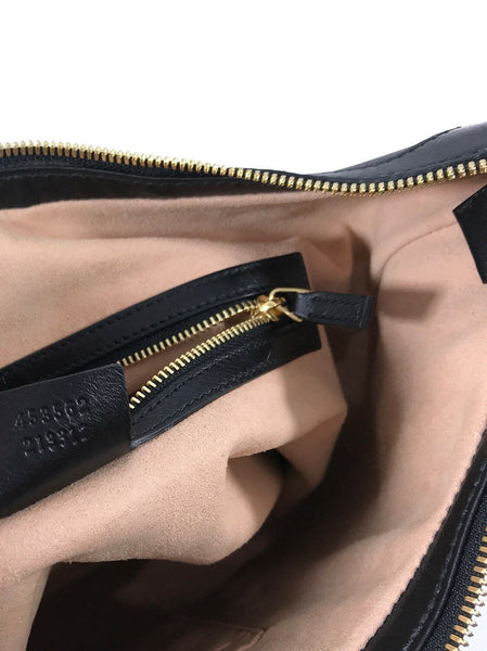 NEW/AUTHENTIC GUCCI 453562 Apollo Embossed GG Leather Hobo Handbag, Black