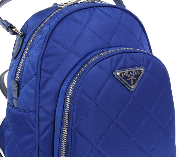 NEW PRADA Zaino Quilted Nylon Backpack Bag, Blue