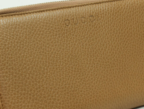 NEW GUCCI 321117 Large Unisex GG Guccissima Zip Around Wallet Clutch, Whisky