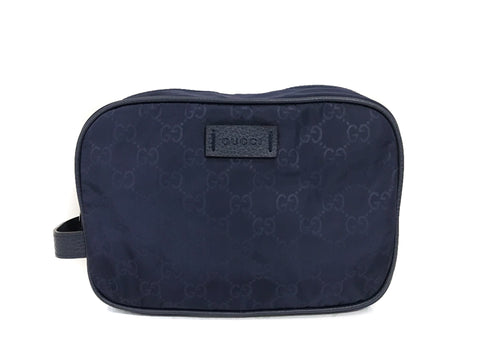 NEW GUCCI 510338 Men's GG Guccissima Nylon Toiletry Bag, Blue