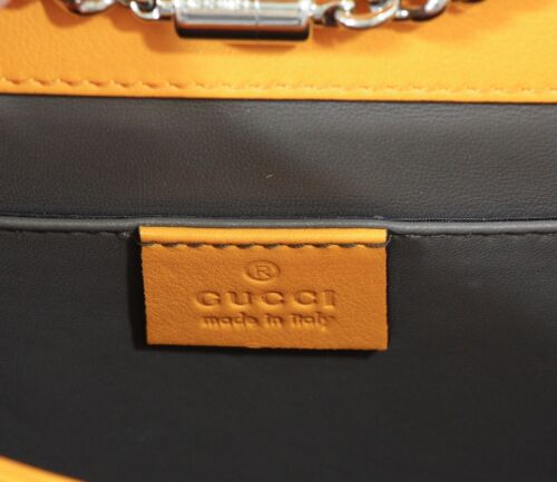 NEW/AUTHENTIC GUCCI 387609 Interlocking G Crocodile Shoulder Bag, Curcuma