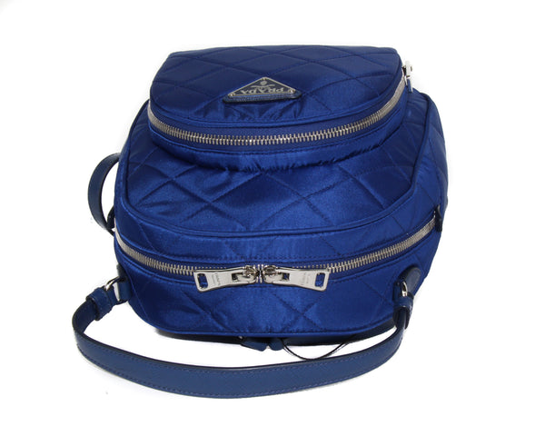 NEW PRADA Zaino Quilted Nylon Backpack Bag, Blue