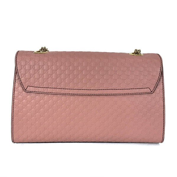 NEW/AUTH GUCCI 449635 Emily Medium Microguccissima Leather Shoulder Bag, Pink