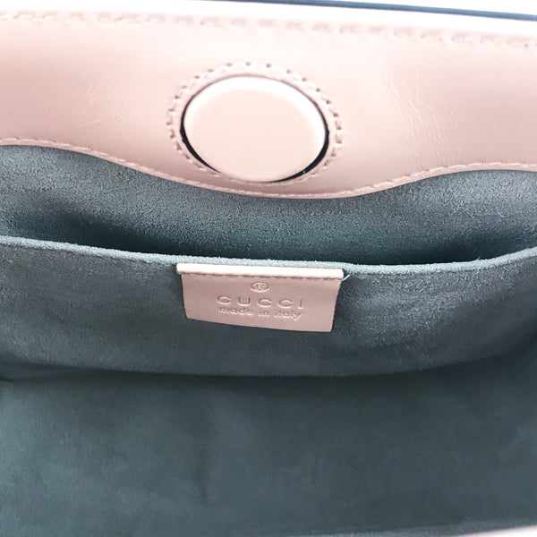 NEW GUCCI Nymphaea Mini Top Handle Leather Convertible Crossbody Bag, Pink