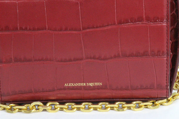 NEW ALEXANDER MCQUEEN Box 16 Silky Croc Embossed Convertible Crossbody Bag