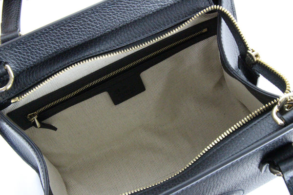 NEW GUCCI 607722 Soho Leather Tote Crossbody Bag, Black