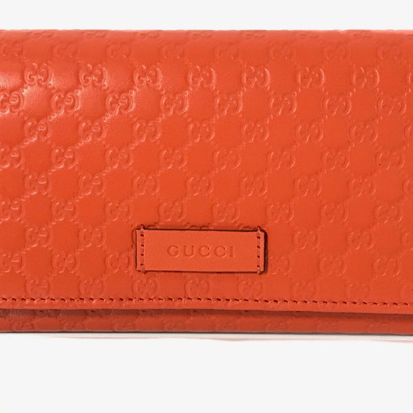 NEW/AUTHENTIC GUCCI 449396 Leather Microguccissima Continental Wallet, Orange