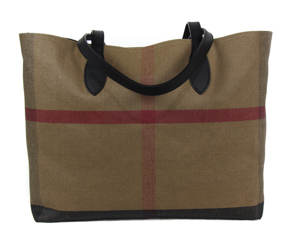 NEW BURBERRY Medium Reversible Doodle Canvas Check Tote