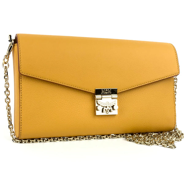 New MCM Medium Millie Leather Crossbody, Golden Mango