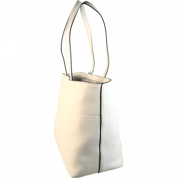 NEW PRADA Vitello Phenix Leather Zip Tote Bag, White