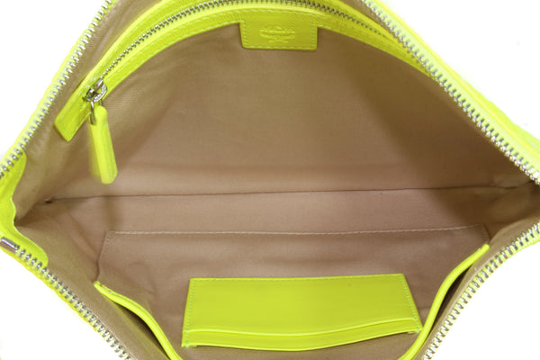 NEW MCM Visetos Neon Yellow Medium Pouch Wristlet, Neon Yellow