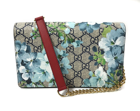 NEW/AUTH GUCCI 546368 GG Supreme Blooms Mini Chain Bag/Wallet