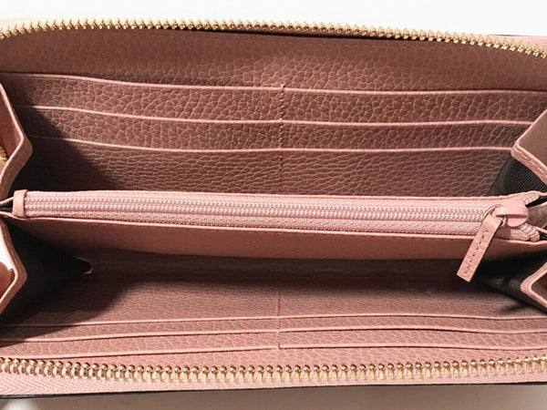 NEW/AUTHENTIC GUCCI 449347 Interlocking G Leather Zip around Wallet, Pink