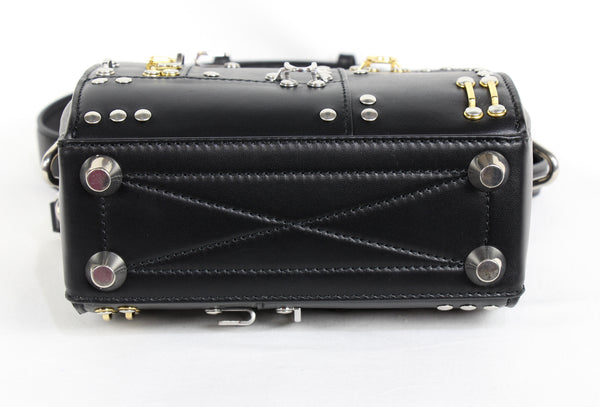 NEW ALEXANDER MCQUEEN Box 19 Hooks and Stud Convertible Leather Crossbody Bag, Black