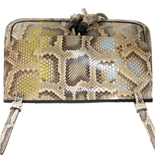 NEW/AUTHENTIC GUCCI 370826 Bamboo Daily Python Flap Shoulder Bag, Multicolor