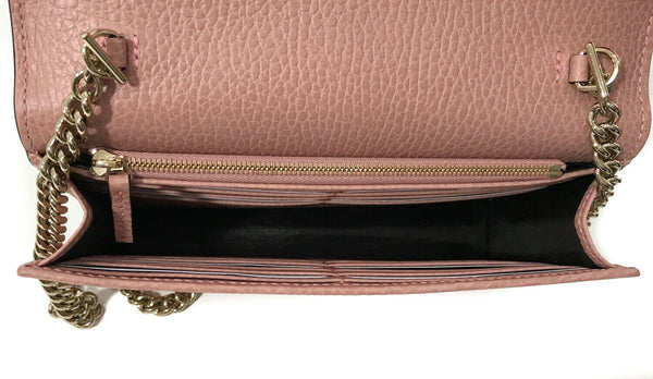 NEW GUCCI 510314 Interlocking Leather Chain Cross Body Wallet Bag, Pink