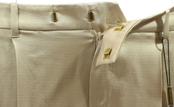 NEW/AUTHENTIC GUCCI 335900 100% Silk Pleated Dress Pant, Beige Size 40 / US 4