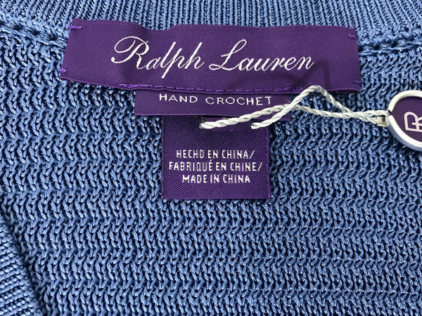 $1090 NWT RALPH LAUREN Purple Label Sleeveless Crochet Tunic Top, Sz M