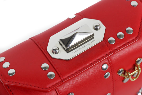 NEW ALEXANDER MCQUEEN Box 16 Hooks and Stud Convertible Crossbody Bag, Red