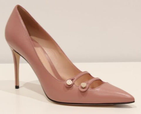 NEW/AUTHENTIC GUCCI 408247 Leather Stiletto Pumps, Pink Sz 39/9 US