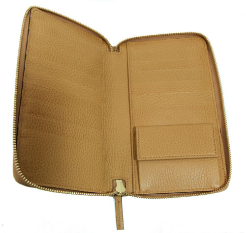NEW GUCCI 321117 Large Unisex GG Guccissima Zip Around Wallet Clutch, Whisky