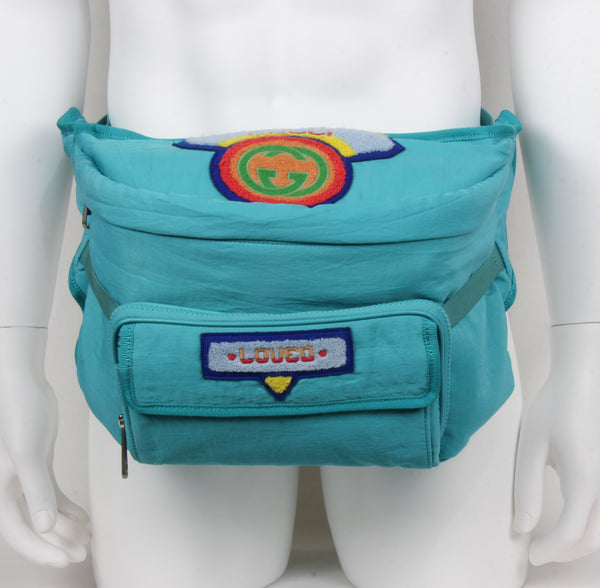 NEW GUCCI 536842 Belt Bag with Gucci 80's Patch Convertible Belt Bag Backpack