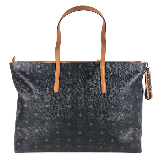 NEW MCM Visetos Coated Canvas Anya Shopper Tote, Black