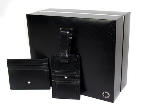 NEW MONTBLANC Meisterstuck Credit Card Wallet and Luggage Tag Gift Set