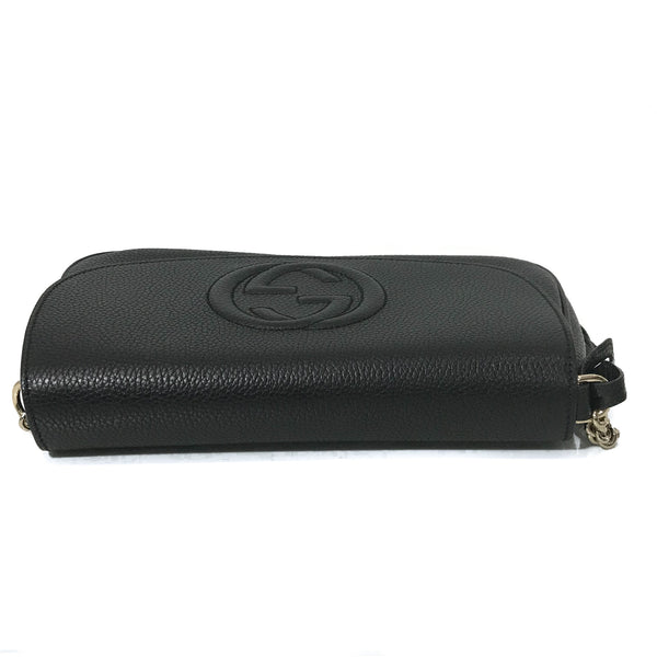 NEW GUCCI 536224 Soho Leather Crossbody Bag, Black