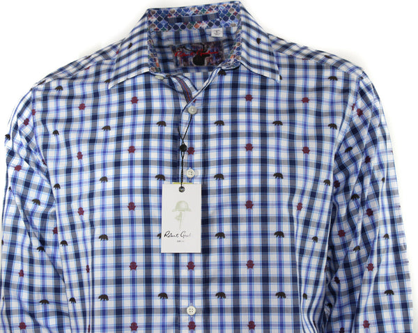 NWT ROBERT GRAHAM Men's Classic Fit Catskills Cotton Shirt, Sz L