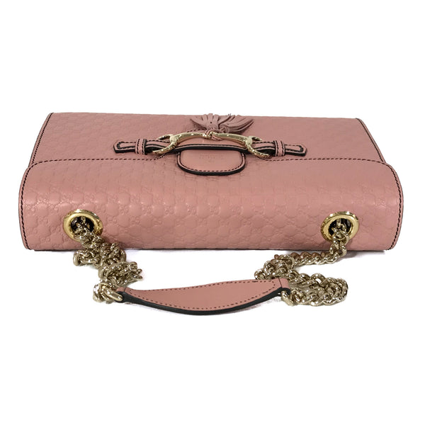NEW/AUTH GUCCI 449635 Emily Medium Microguccissima Leather Shoulder Bag, Pink