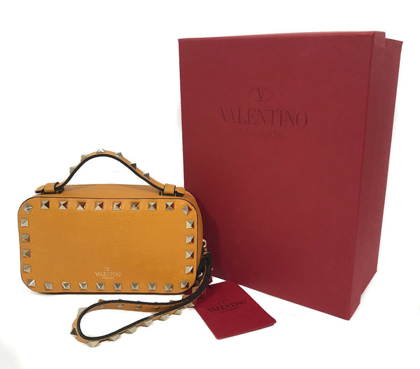 NEW VALENTINO Garavani Rockstud Leather Pouch, Yellow