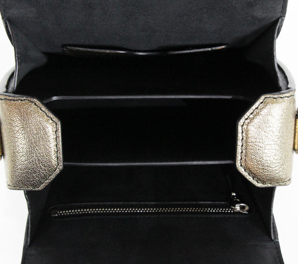 NEW ALEXANDER MCQUEEN Box 16 Metallic Grain Leather Convertible Crossbody Bag, Gold Bronze