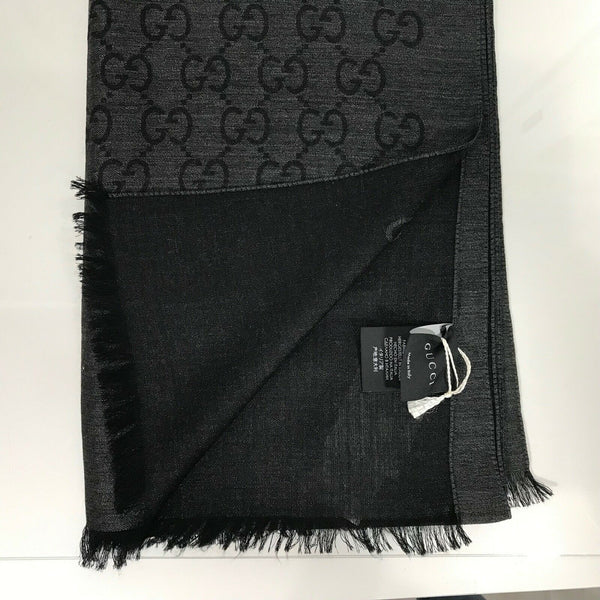 NEW/AUTH GUCCI 165904 GG Guccissima Scarf Muffler, Anthracite