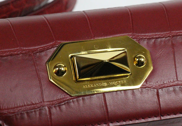 NEW ALEXANDER MCQUEEN Box 16 Silky Croc Embossed Convertible Crossbody Bag