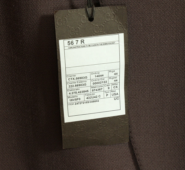 NEW/AUTHENTIC $1760 GUCCI 308502 Men's Wool Blend Jacket, Brown 56G
