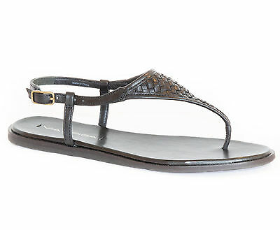 NWT VIA SPIGA Aislin2 Womens Black Leather Sandals Shoe, Size 5.5M