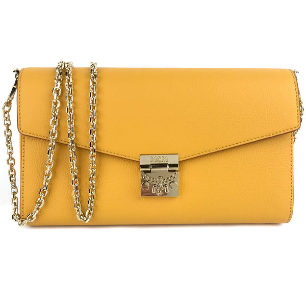 New MCM Medium Millie Leather Crossbody, Golden Mango