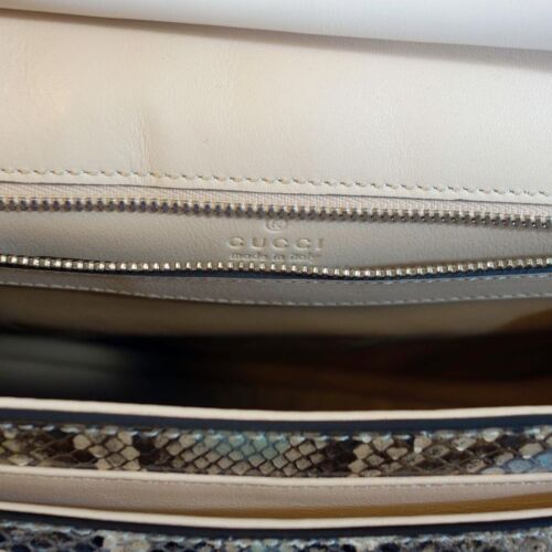NEW/AUTHENTIC GUCCI 370826 Bamboo Daily Python Flap Shoulder Bag, Multicolor