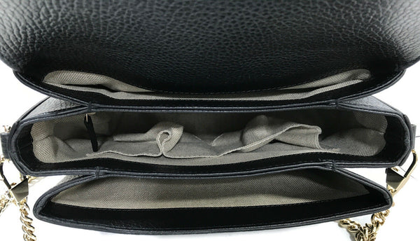 NEW/AUTHENTIC GUCCI 510302 Interlocking G Leather/Chain Borsa Crossbody Bag