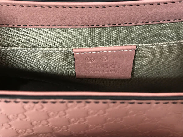 NEW/AUTH GUCCI 449635 Emily Medium Microguccissima Leather Shoulder Bag, Pink
