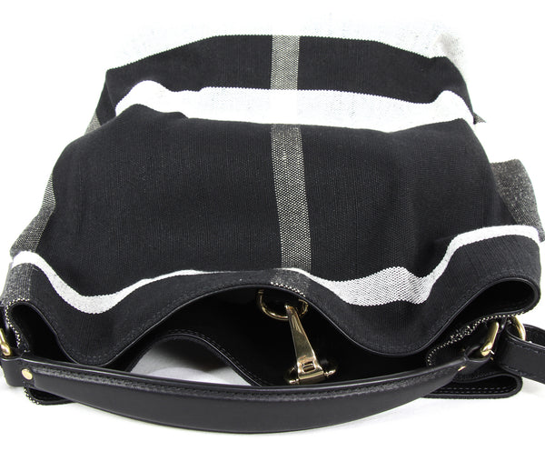 NEW BURBERRY Ashby Canvas Check Medium Hobo Bag