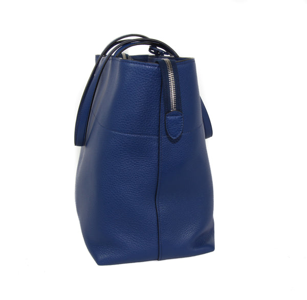 NEW PRADA Vitello Phenix Leather Shopping Tote Handbag, Blue