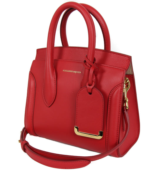 NEW ALEXANDER MCQUEEN Mini Heroine Leather Crossbody Bag, Red