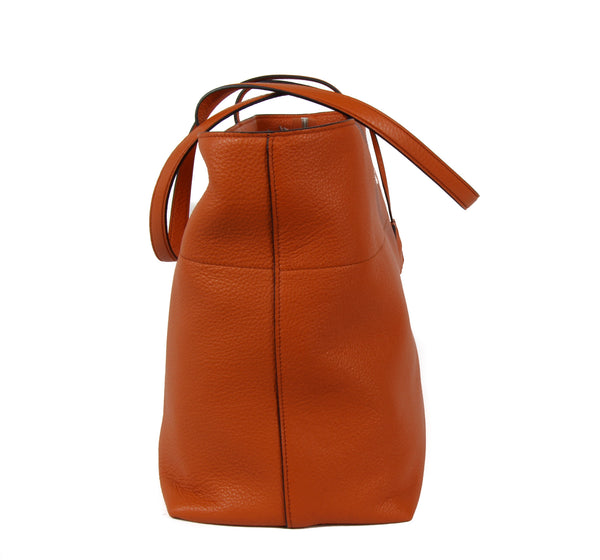 NEW PRADA Vitello Phenix Leather Shopping Tote Handbag, Orange