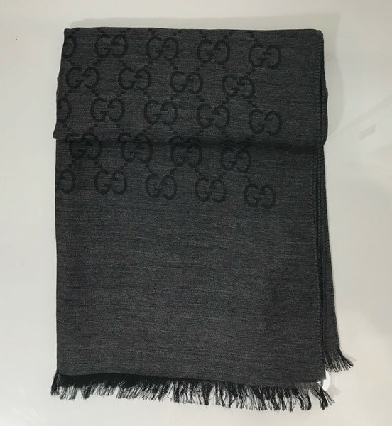 NEW/AUTH GUCCI 165904 GG Guccissima Scarf Muffler, Anthracite