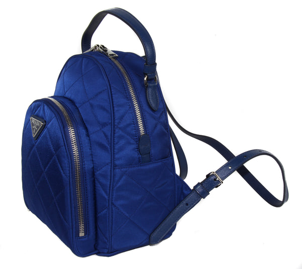 NEW PRADA Zaino Quilted Nylon Backpack Bag, Blue