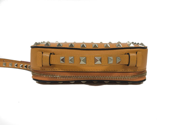 NEW VALENTINO Garavani Rockstud Leather Pouch, Yellow